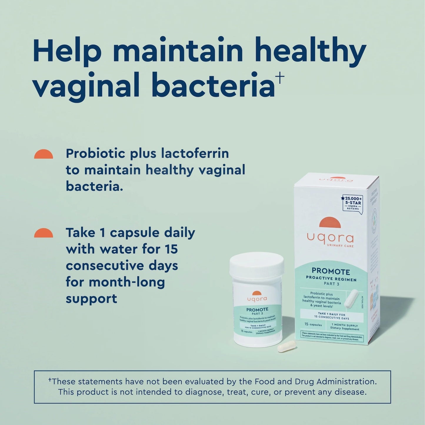 Uqora Promote Probiotic for Women – Vaginal Health Support | Gluten-Free, 2 Pack, 30 Capsules