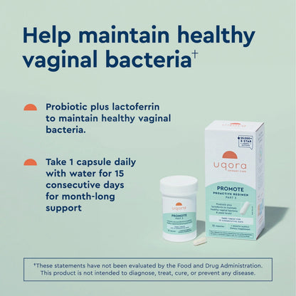 Uqora Promote Probiotic for Women – Vaginal Health Support | Gluten-Free, 2 Pack, 30 Capsules