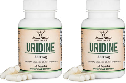 Uridine Monophosphate 300mg – Third-Party Tested (Choline Enhancer) | Double Wood (Pack of 2)