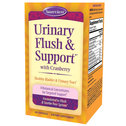 Nature's Secret Urinary Flush & Support with Cranberry – 8 Botanical Blends for Healthy Bladder & Urinary Tract | 60 Capsules