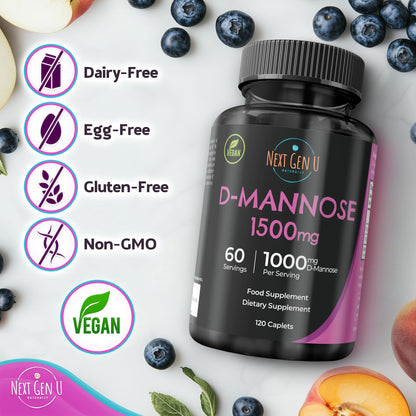 D Mannose 1500 mg – 120 Vegan Caplets | Urinary Health | NextGenU