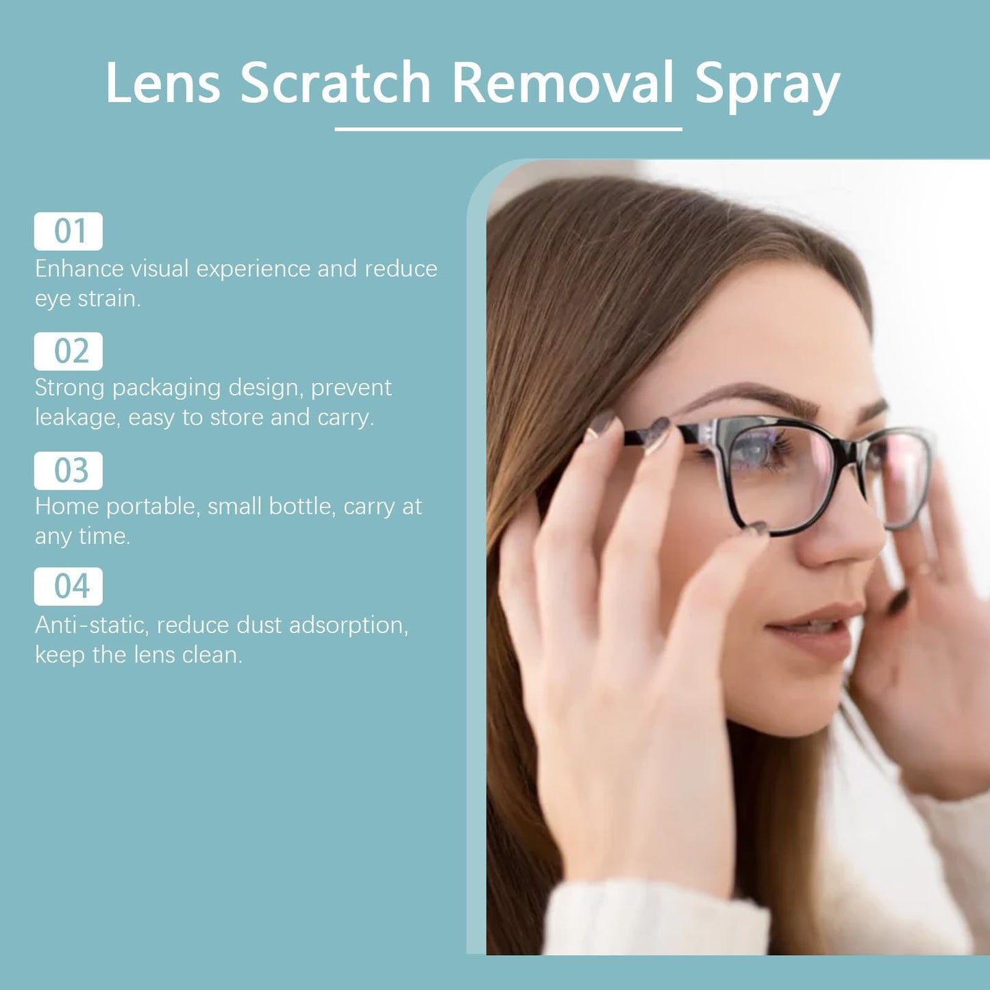 Urnuos 2PCS Lens Scratch Remover – Eyeglass Cleaner Spray & Lens Scratch Repair for Glasses