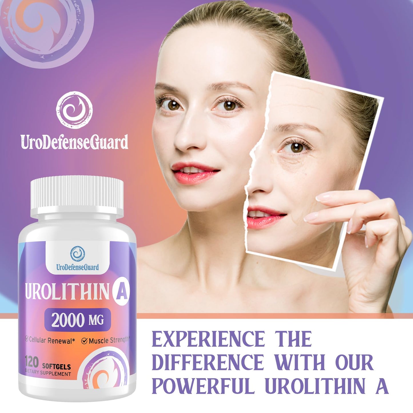 UroDefenseGuard Urolithin A 2000mg Supplement - 120 Softgels (1 Bottle) for Men & Women