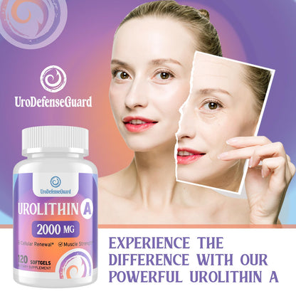 UroDefenseGuard Urolithin A 2000mg Supplement - 120 Softgels (1 Bottle) for Men & Women