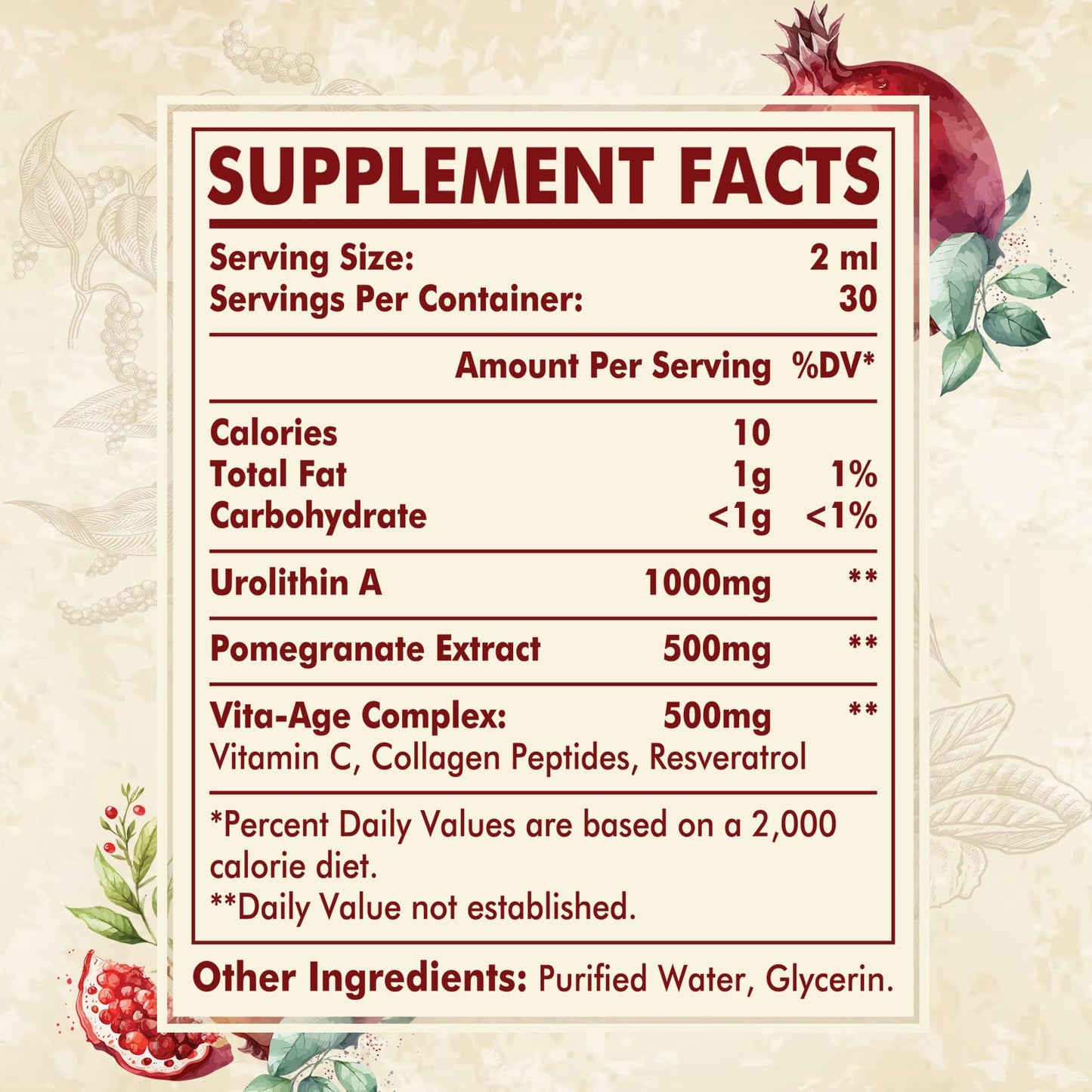 Urolithin A Liquid Drops 2000mg – Dual-Source Formula, 60ml