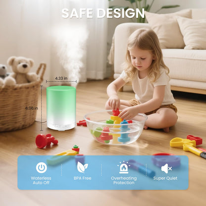 URPOWER 300ml Aromatherapy Diffuser | Ultrasonic Humidifier with 7 Color LED Night Light & 4 Timer Settings