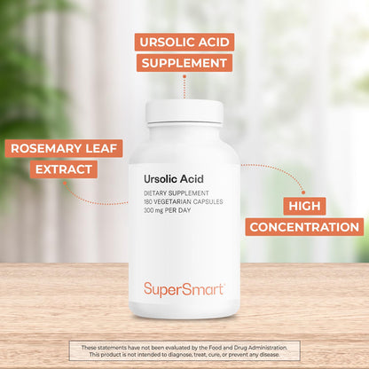 Supersmart Ursolic Acid 300mg/day | Rosemary Leaf Extract | 180 Veg Capsules