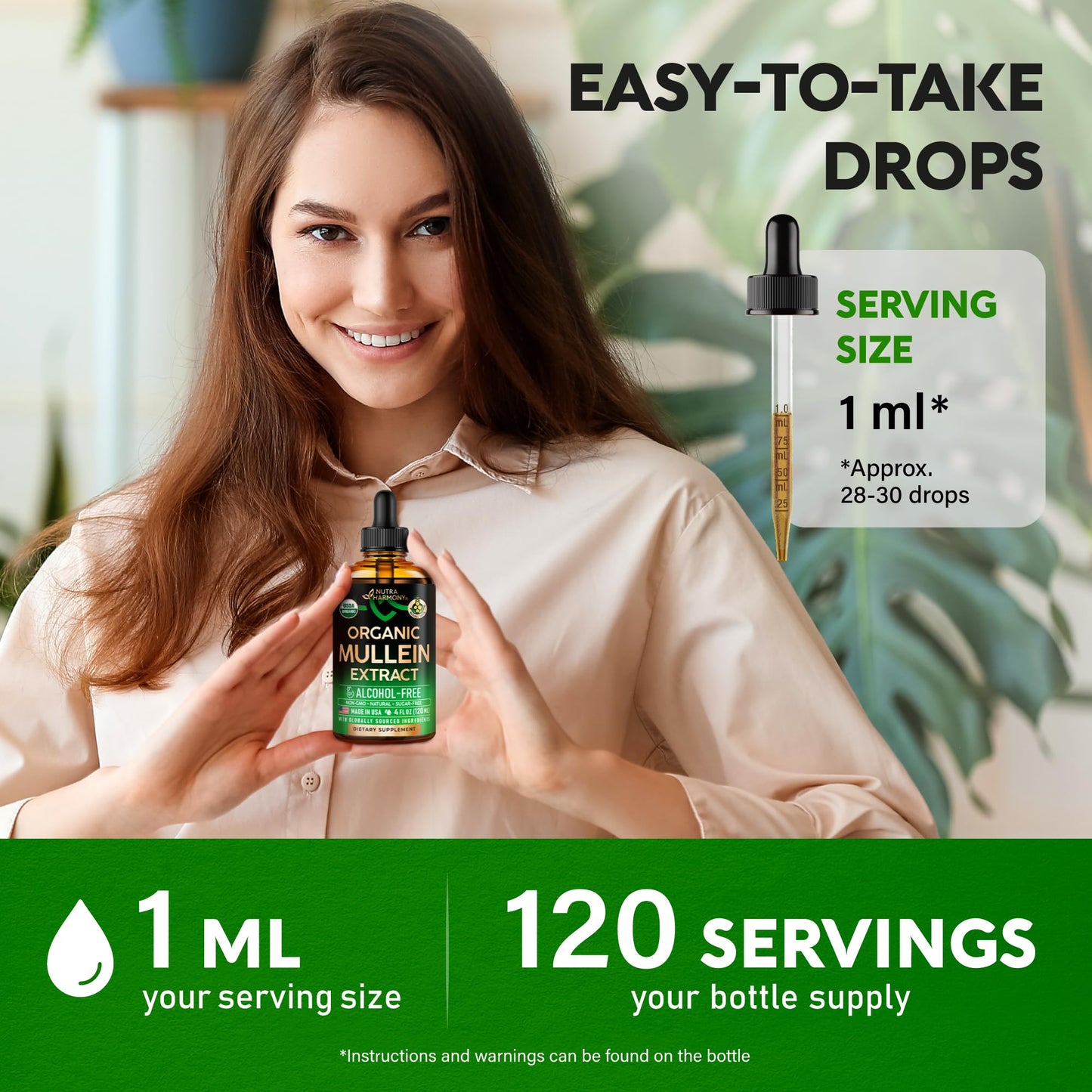 USDA Organic Mullein Drops for Lungs – Made in USA | Pack of 2