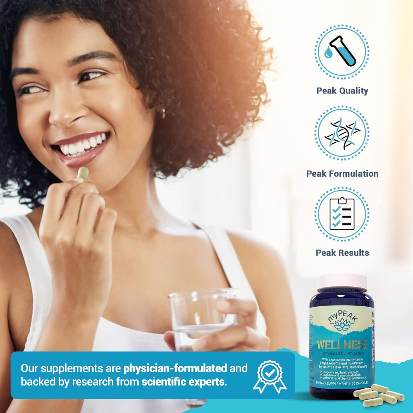 myPEAK Wellness Vegan Multivitamin – ElevATP, Astaxanthin, Iron & Alpha GPC (90 Count)