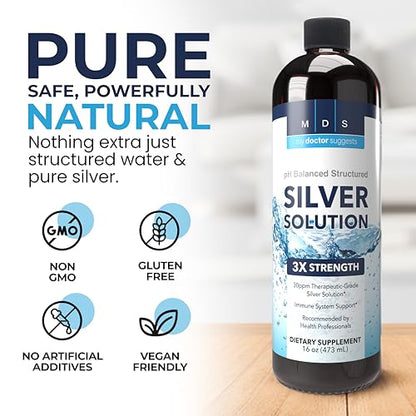 My Doctor Suggests Alkaline Structured Silver Liquid 30ppm – Immune & Gut Support (16 oz)