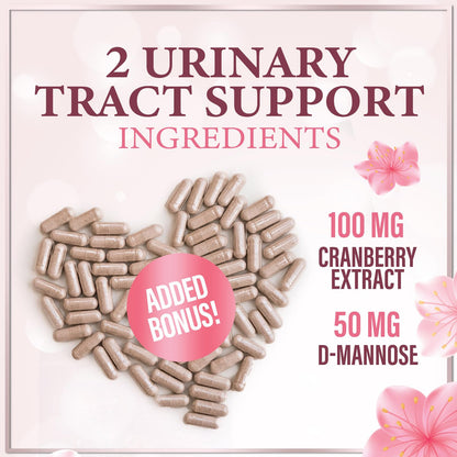 Vaginal Probiotics 50B CFU - 10 Strains with Cranberry & D-Mannose | Vaginal pH & Flora Balance - 60 Capsules