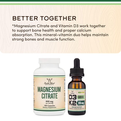 Magnesium Citrate 800mg - 90 Capsules | Digestive Support (Vegan)