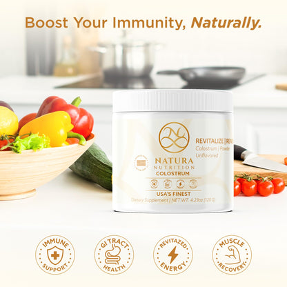 Grass-Fed Bovine Colostrum Powder - 60 Servings | Pure First-Milking IgG 25% | USA Sourced