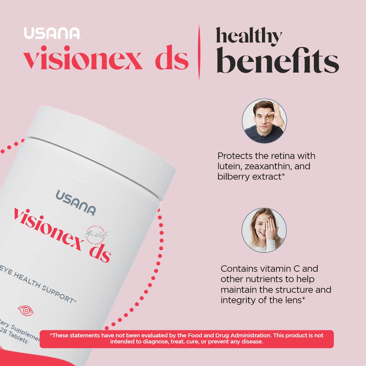 USANA Visionex DS with Lutein Zeaxanthin – Advanced Eye Health & Vision Support, 28 Tablets (28-Day Supply)