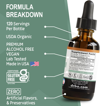 Organic Lemon Balm Extract Tincture – Calm Relaxation Drops (Vegan, 2oz)