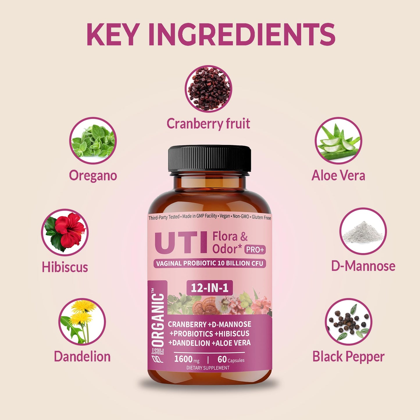 UTI Flora & Odor Pro+ Pack of 2 – Intimate Freshness, Cranberry, D-Mannose & Probiotics