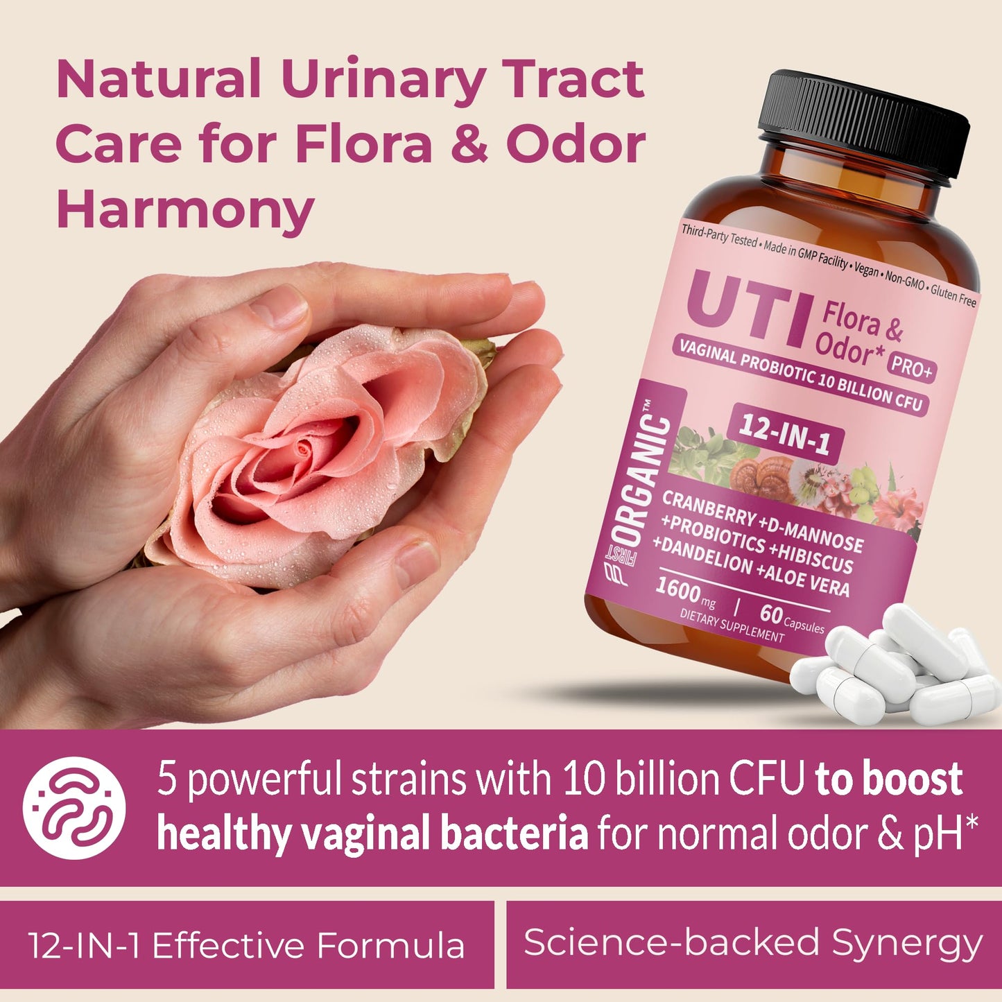 UTI Flora & Odor Pro+ Pack of 2 – Intimate Freshness, Cranberry, D-Mannose & Probiotics