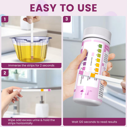 UTI Test Strips for Women – 50 Count 3-in-1 UTI Kit for At-Home Urinalysis