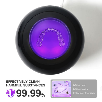 Dental Ultrasonic Retainer Cleaner Machine – 45kHz Cleaning Pod for Dentures, Aligners, Mouth Guards & Jewelry