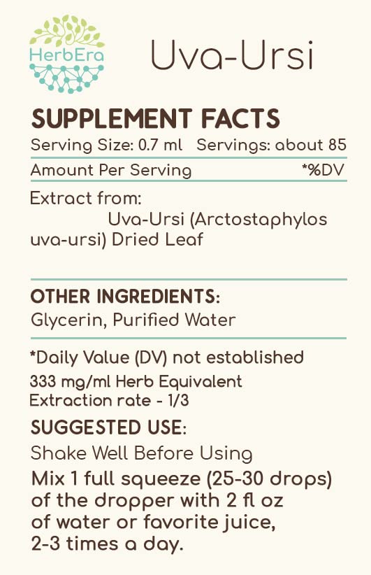 Uva-Ursi B60 Alcohol-Free Herbal Extract Tincture - 2 fl oz | Uva-Ursi (Arctostaphylos uva-Ursi) Dried Leaf