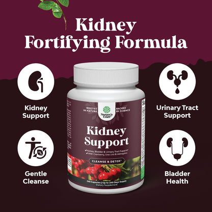 Nature's Craft Advanced Kidney Support Supplement – Kidney Cleanse Detox & Repair Capsules with Cranberry, Uva Ursi & Astragalus – Urinary Tract Health, 240 Caps