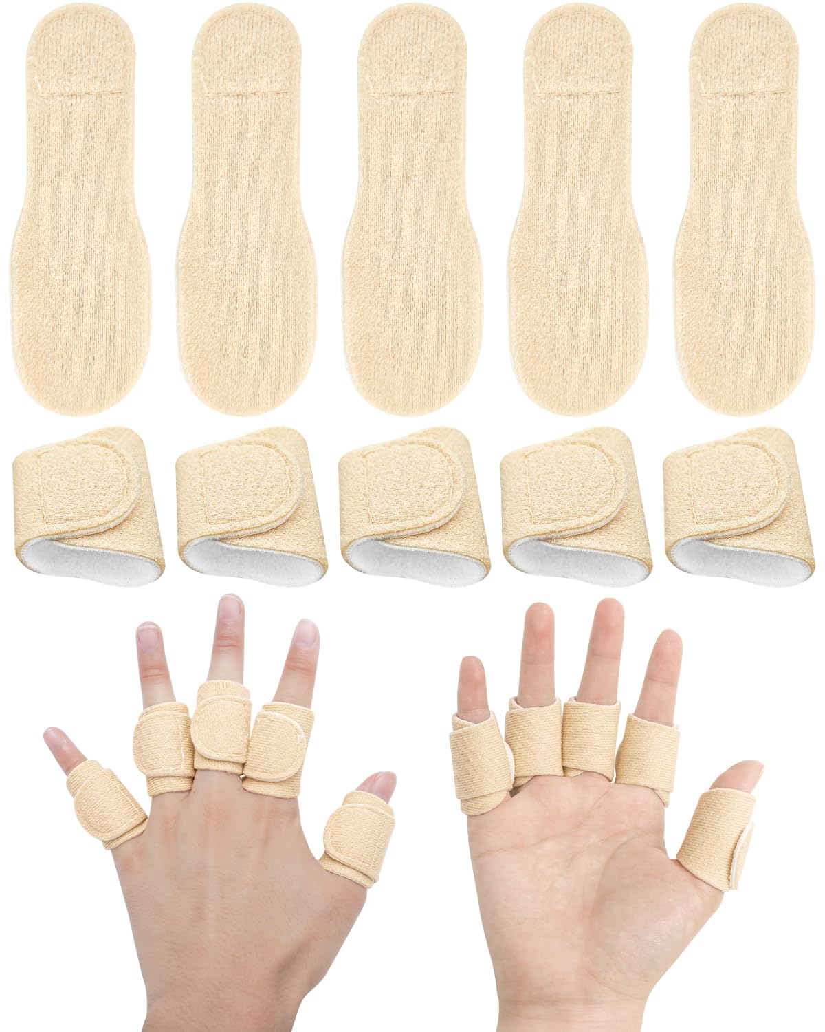 Uwbettry 10pcs Castor Oil Pack Wraps for Fingers - Reusable Self-Adhesive Finger/Thumb Castor Oil Compress (Organic Cotton)