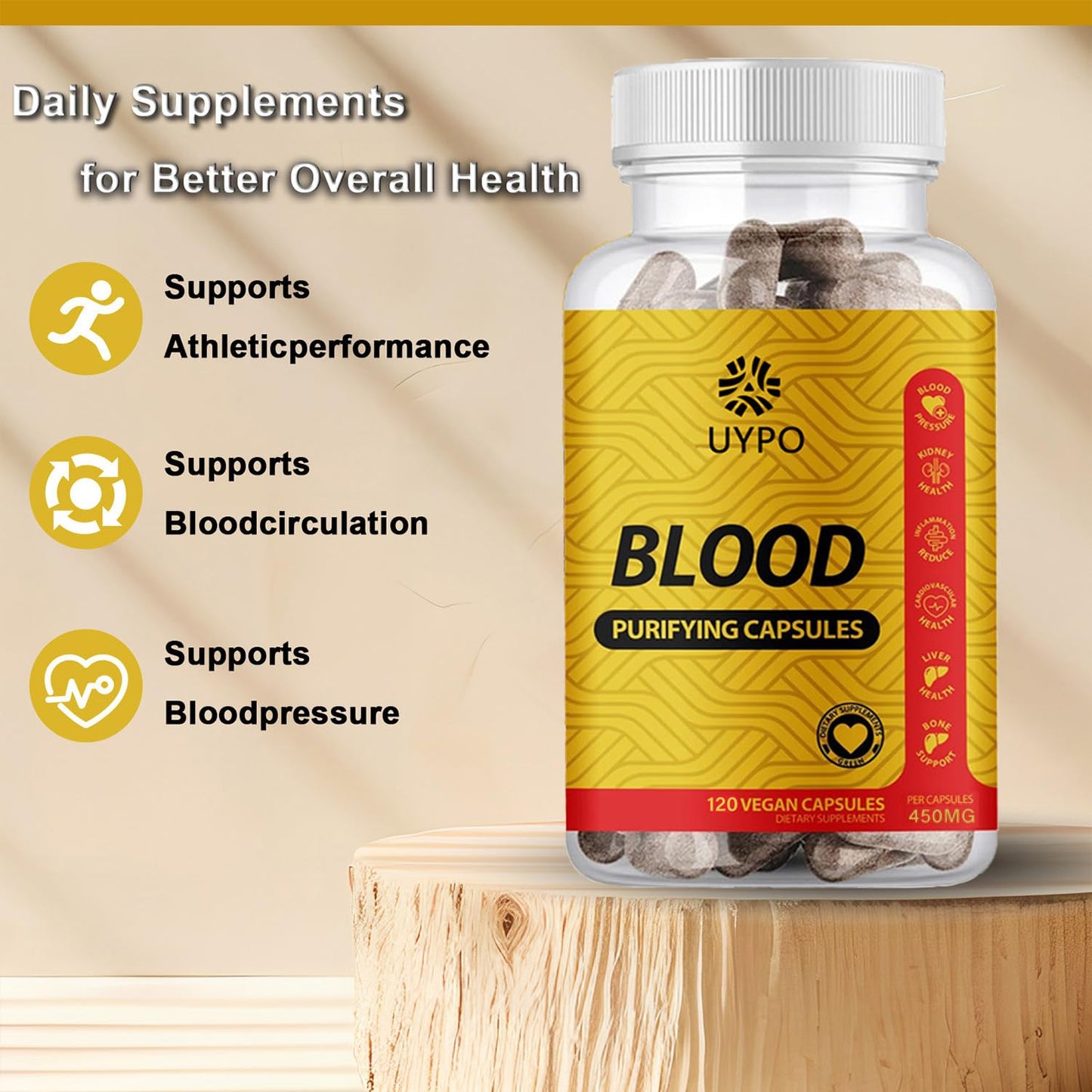 UYPO Blood Purifying Capsules – Gluten Free, GMO-Free, Vegan 450 mg (2PCS)