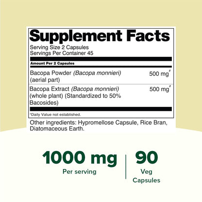 VAHDAM Bacopa Monnieri 1000mg Capsules – Cognitive Support, High Strength (90 Veg)