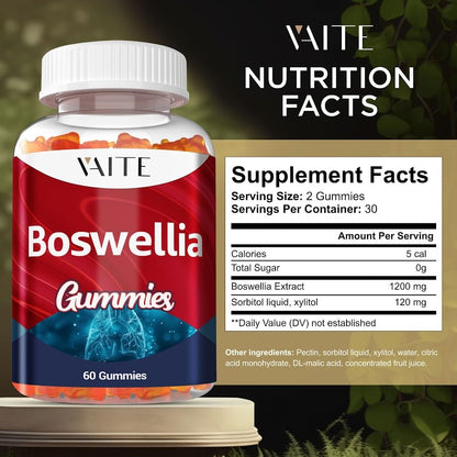 VAITE Boswellia Gummies 1200mg – Joint Support, Vegetarian, Gluten-Free, Non-GMO