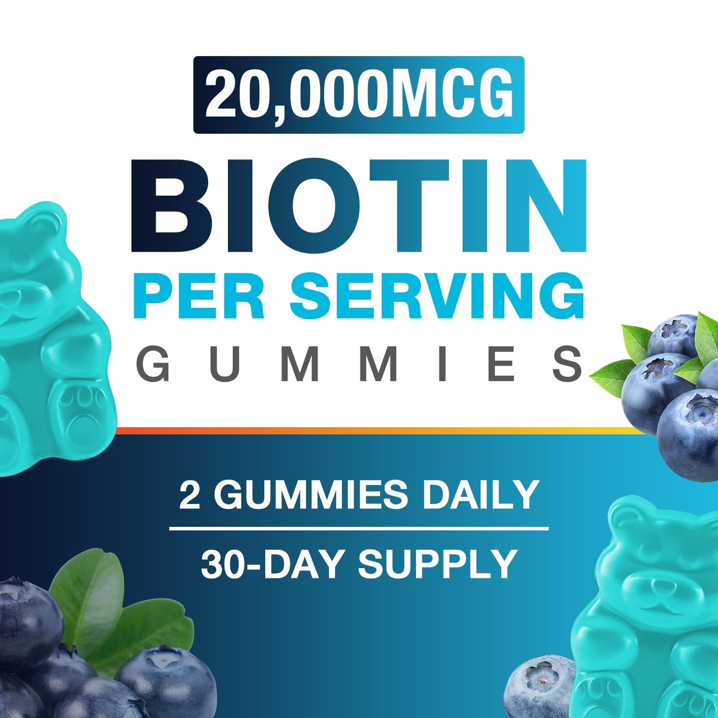 VAJYKEWJY 2 Pack Vegan Biotin Gummies – 20,000 mcg per Serving, Hair Skin Nails | 120 Gummies