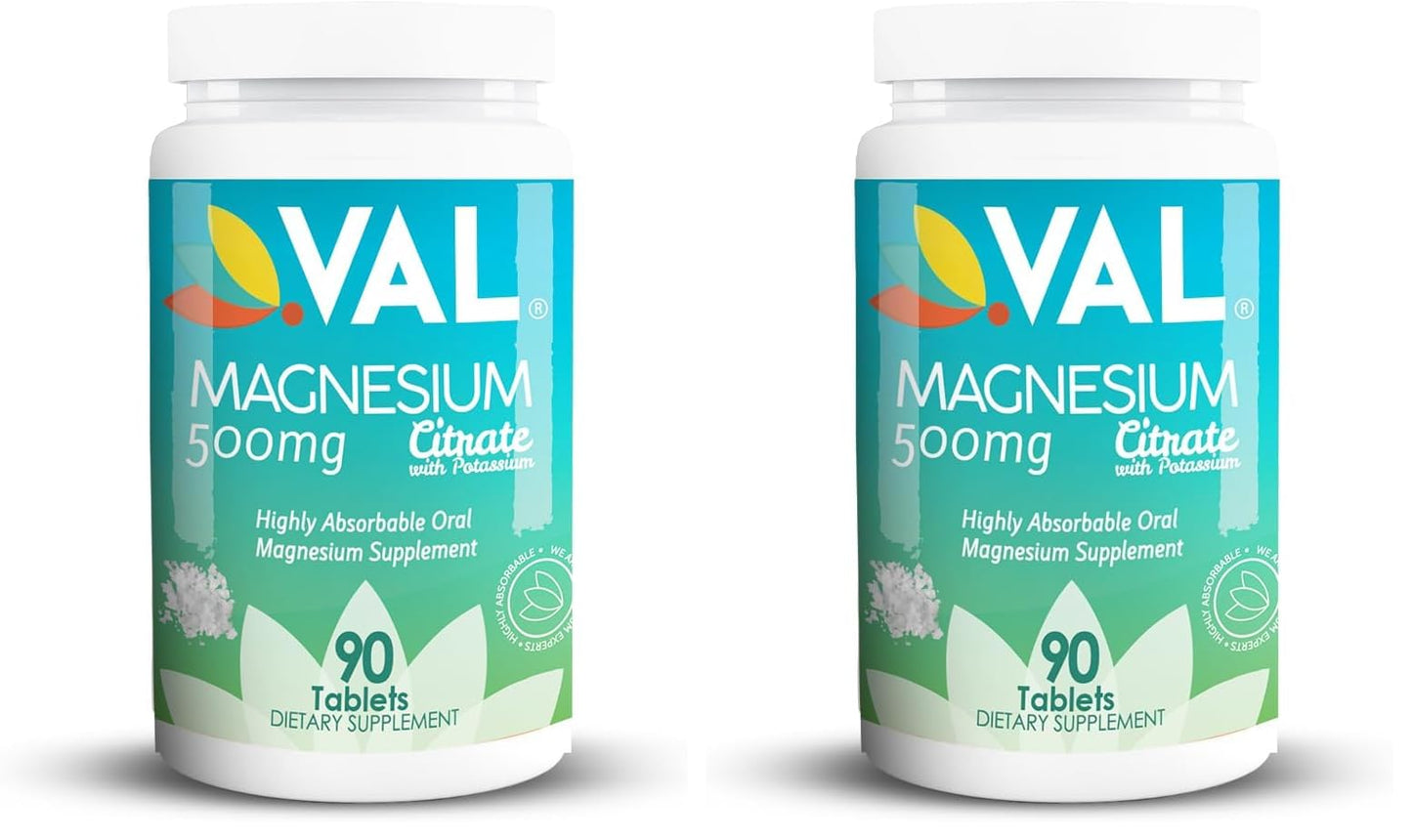 VAL Magnesium Citrate + B6 + Potassium, 90 Tablets (Pack of 2)