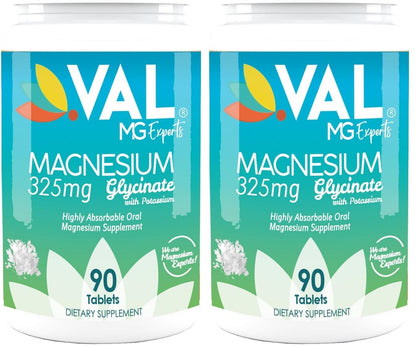 VAL Magnesium Glycinate 325mg with B6 & Potassium | High Absorption & Stress Relief
