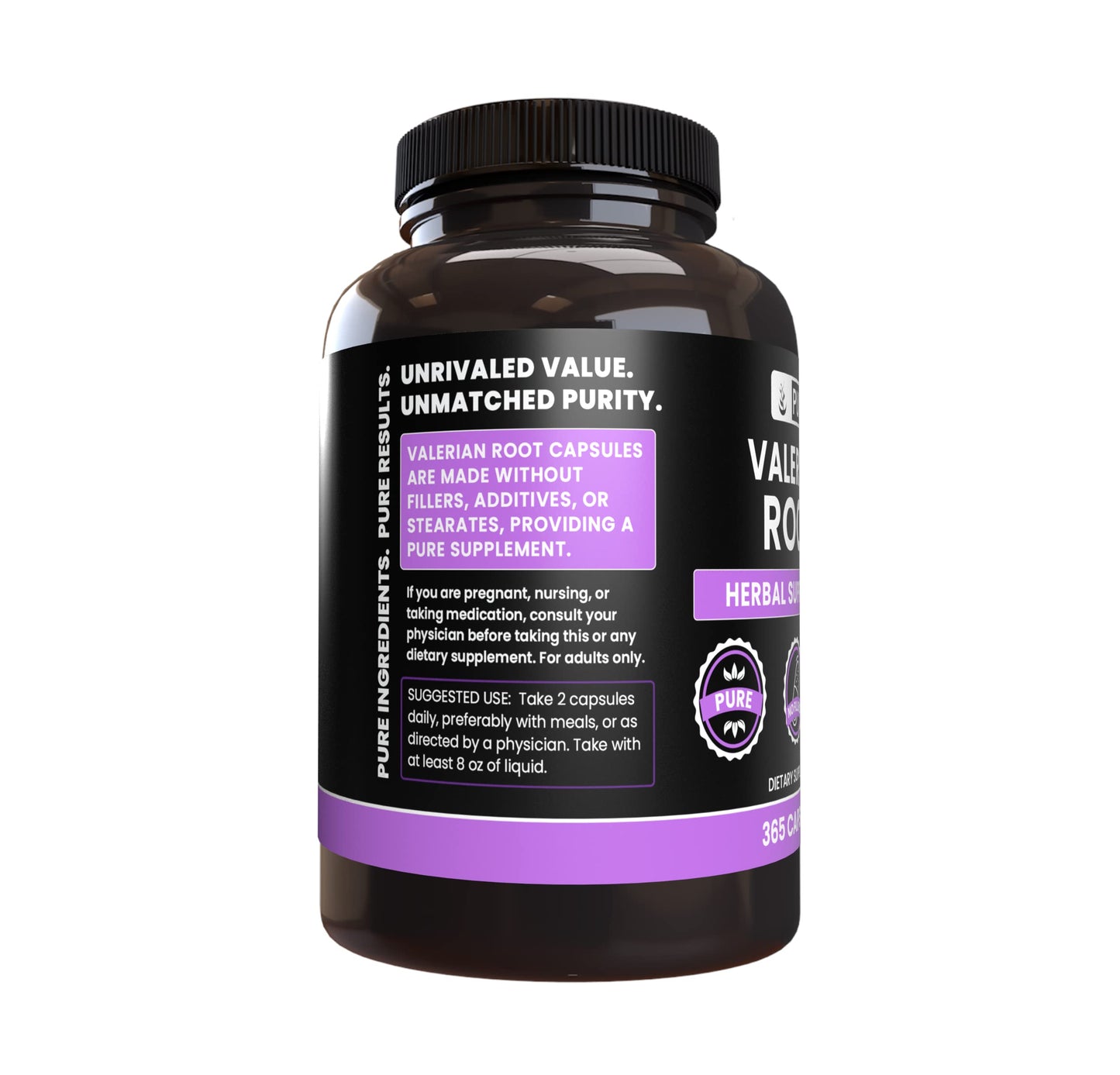 PURE ORIGINAL INGREDIENTS Valerian Root (365 Capsules) No Magnesium Or Rice Fillers, Always Pure, Lab Verified