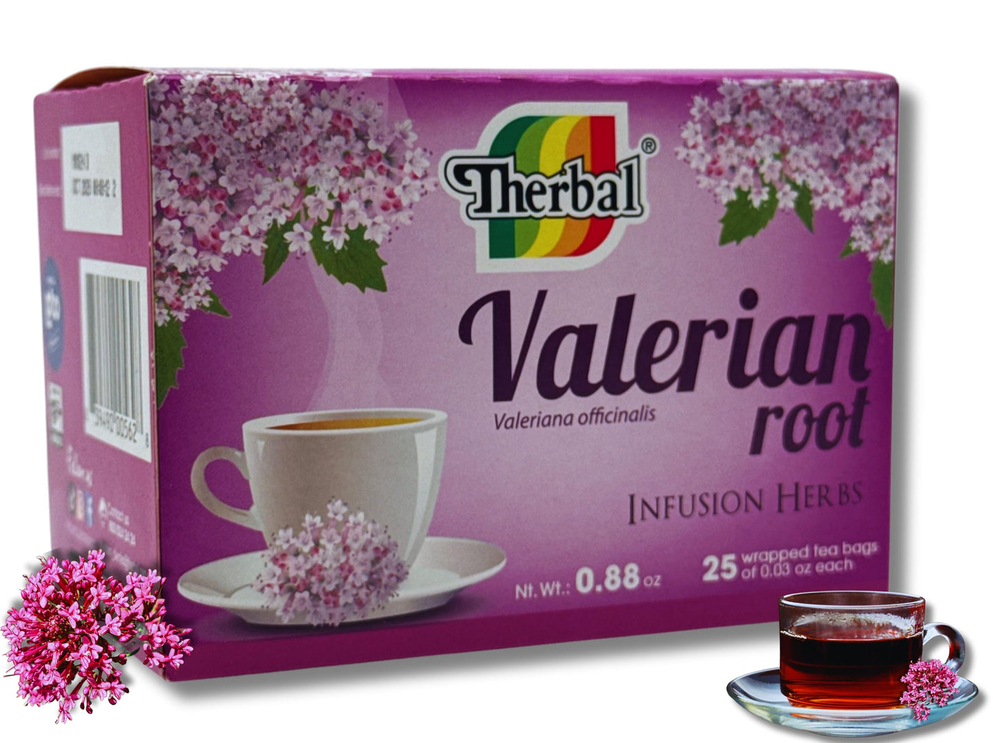 Valerian Root Tea – 25 Bags (1 g each) | 100% Natural, Caffeine-Free Herbal Tea | Té de Valeriana by Therbal