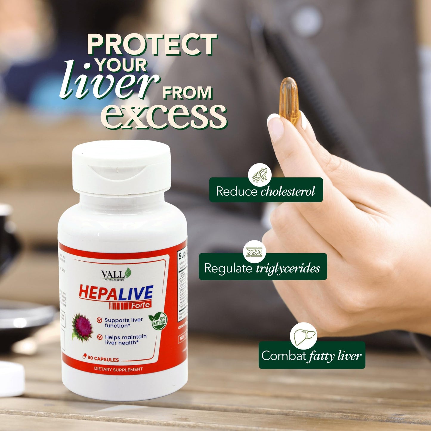 Vall Natural Products - HepaLive Forte - 90 ct: Liver Support Supplement with Milk Thistle, CoQ10 & B Vitamins for Detox & Energy Metabolism