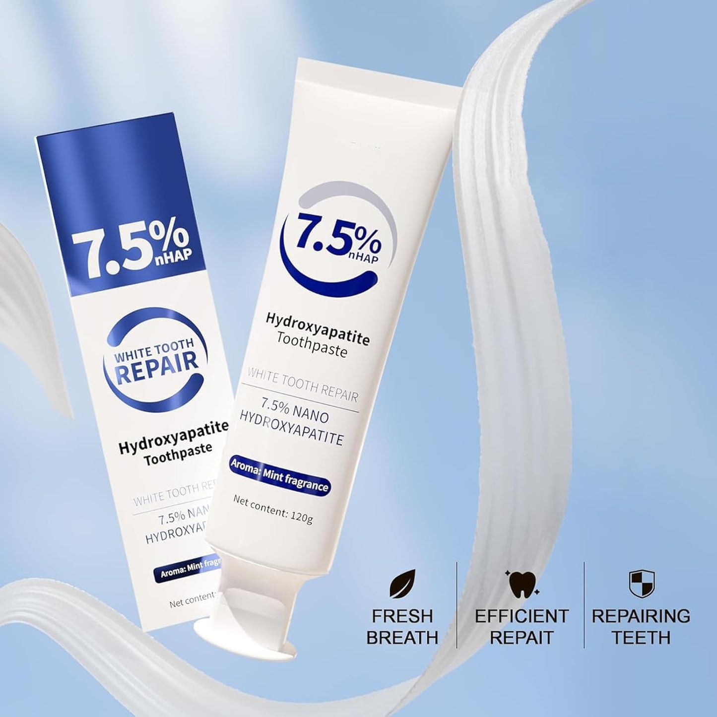 3 Pcs Hydroxyapatite Toothpaste 7.5% – Enamel Protection & Whitening