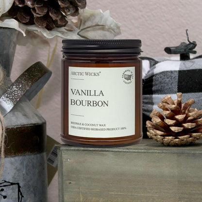 Vanilla Bourbon Candle | 9oz Coconut & Beeswax | Non-Toxic & USDA Biobased