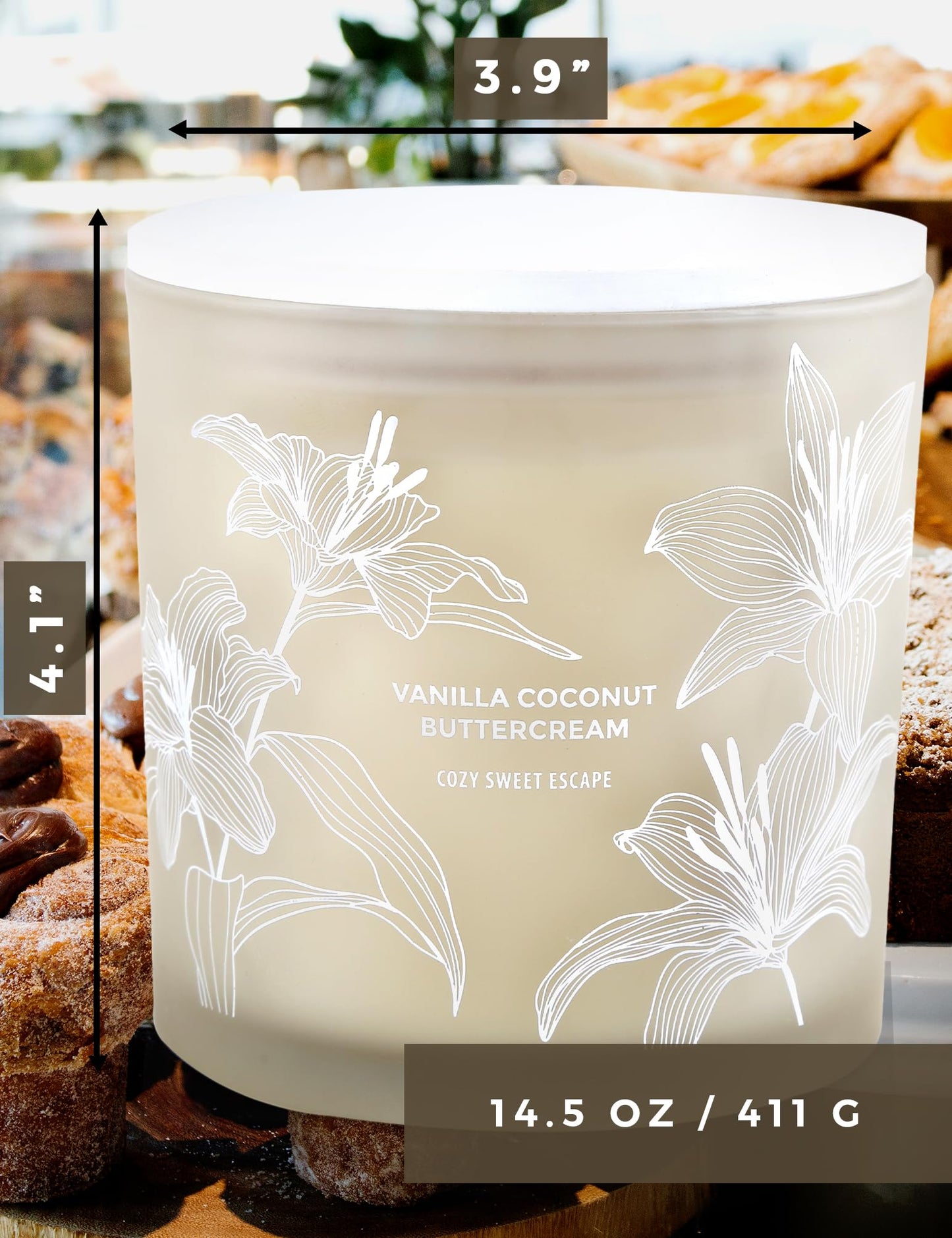 Vanilla Coconut Buttercream 3-Wick Soy Candle – 14.5 oz, Creamy Vanilla & Toasted Coconut | Long-Lasting Clean Burn
