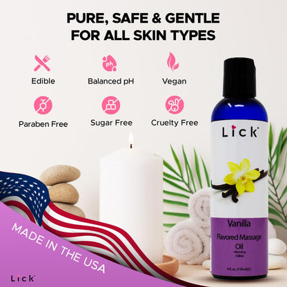 Vanilla Flavored Massage Oil for Therapy – Aromatherapy, Vitamin E, Almond Oil 4 oz