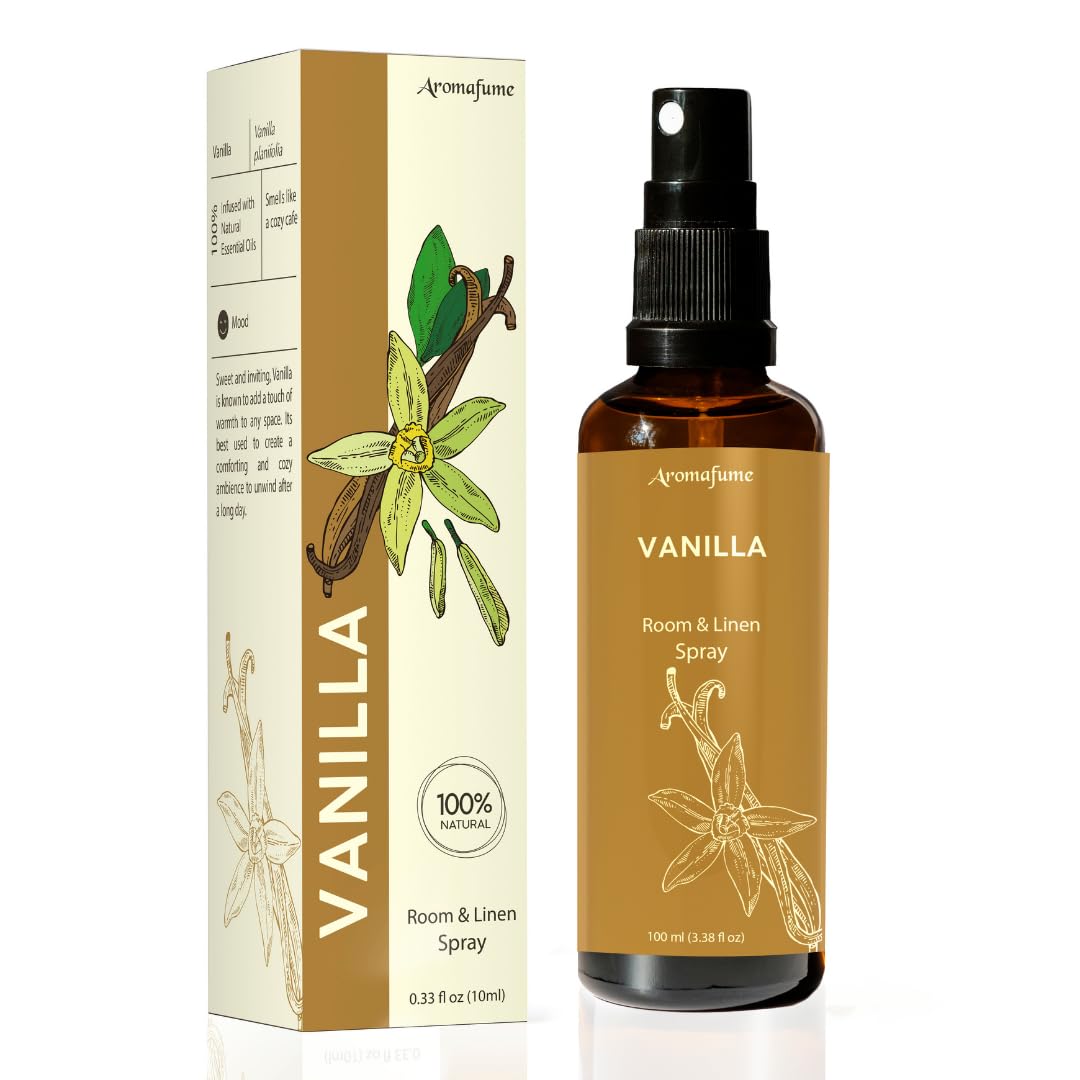 Vanilla Room, Linen & Pillow Spray by Aromafume – 100ml/3.38 fl oz | Pure Vanilla Essential Oil