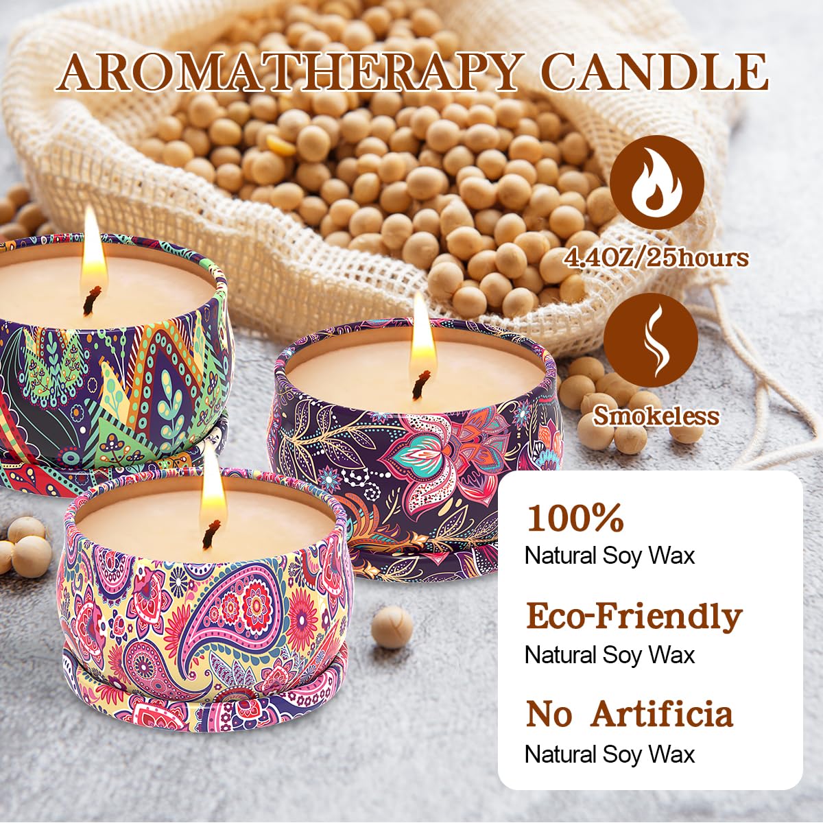 3 Pack Home Scented Candles – Lavender, Vanilla & Rose | 2.5 oz Soy