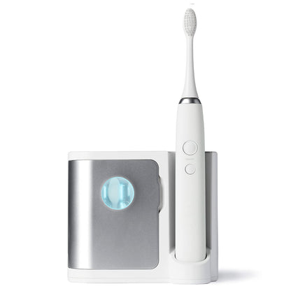 Vanity Planet Elements Ultrasonic Electric Toothbrush – Silver | UV Sanitizing Charger Base & 3 Replacement Heads