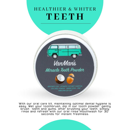 Vanman’s Miracle Tooth Powder – Fluoride-Free Whitening Toothpaste Powder (2.2 oz) with Coconut Charcoal & Eggshell Powder