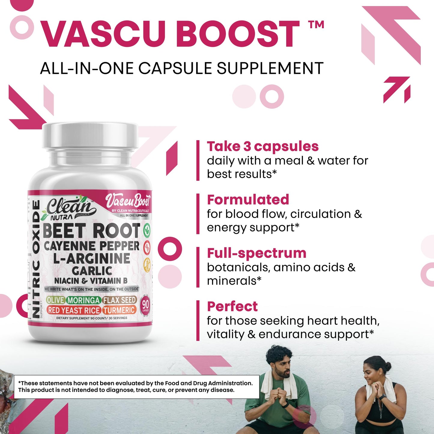VascuBoost Beet Root Capsules – Cayenne, L-Arginine, Garlic & Hibiscus | 90 Capsules