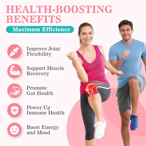 Vazatisi Sugar Free Collagen Gummies – Multi-Collagen Peptides (I II III V X) + Biotin, Strawberry, 60 Count