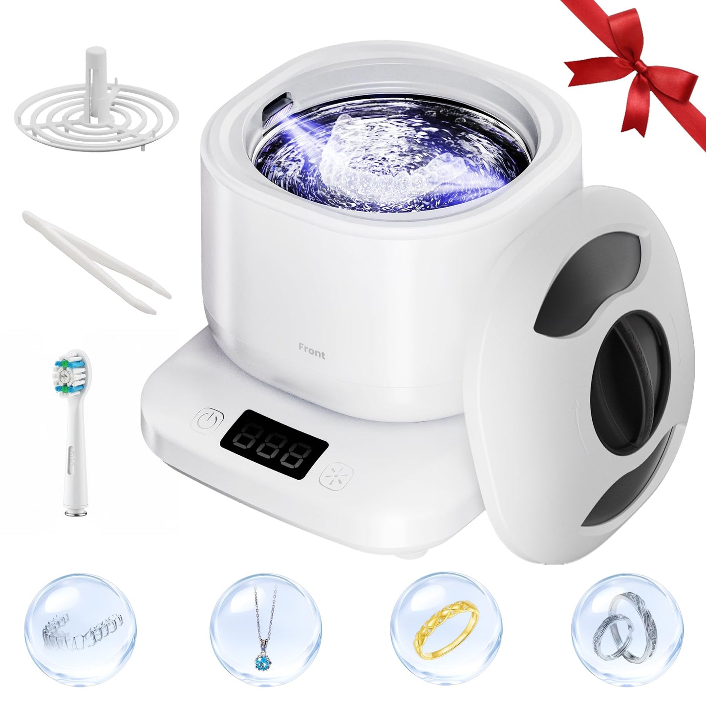 Vcyems Ultrasonic Jewelry Cleaner with UV Light - 42kHz, 3 Modes, Waterproof