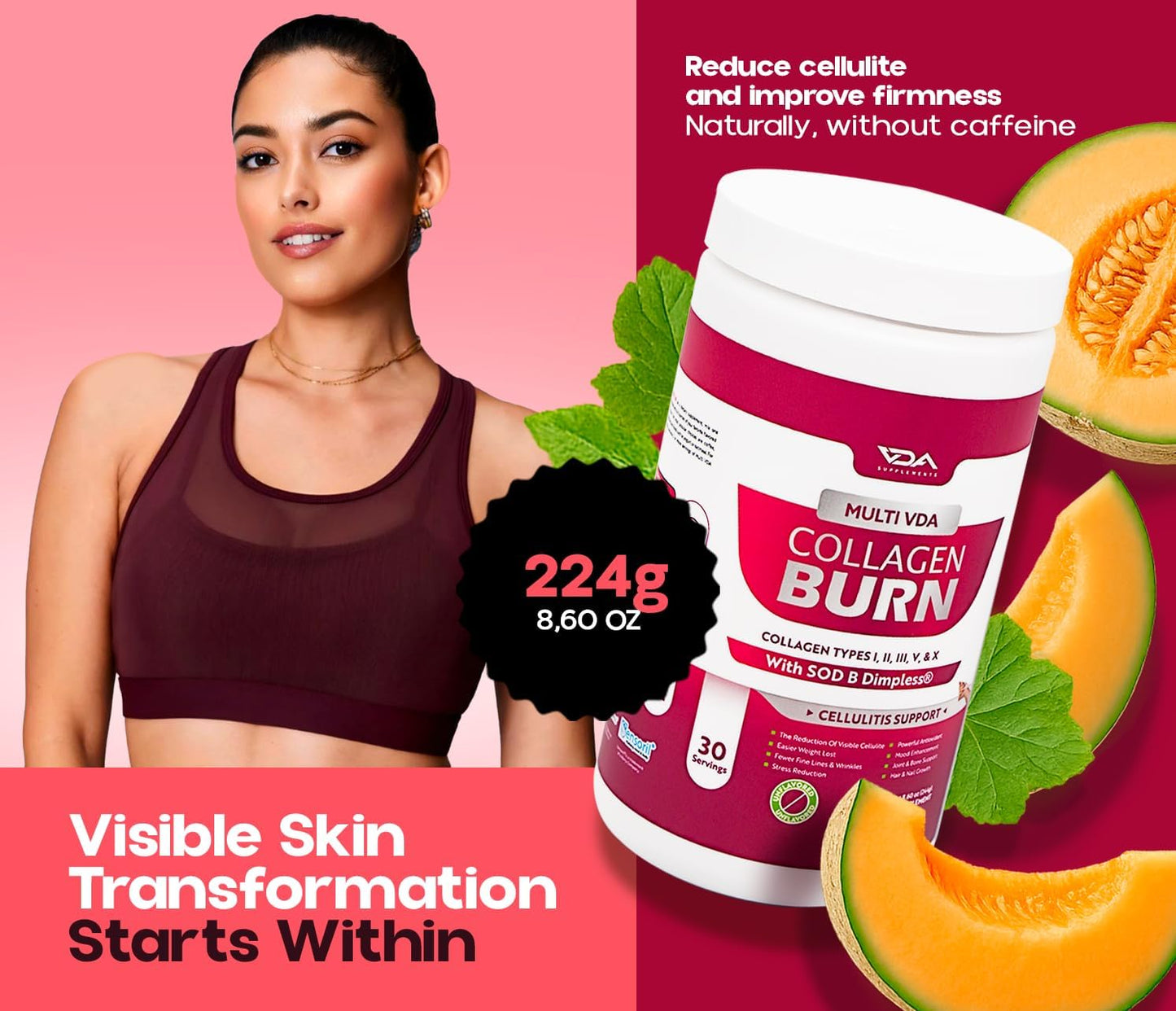 VDA Collagen Burn – Flavorless Hydrolyzed Collagen with Peptides (30 Servings)