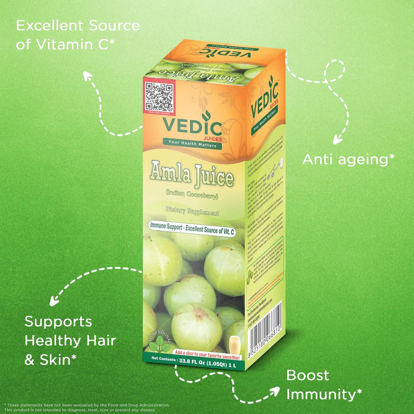 Vedic Juices Amla Juice 1L – Vitamin C for Gut Health & Hair Growth