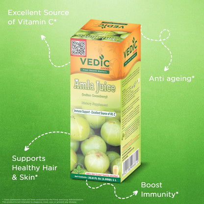 Vedic Juices Amla Juice 1L – Vitamin C for Gut Health & Hair Growth