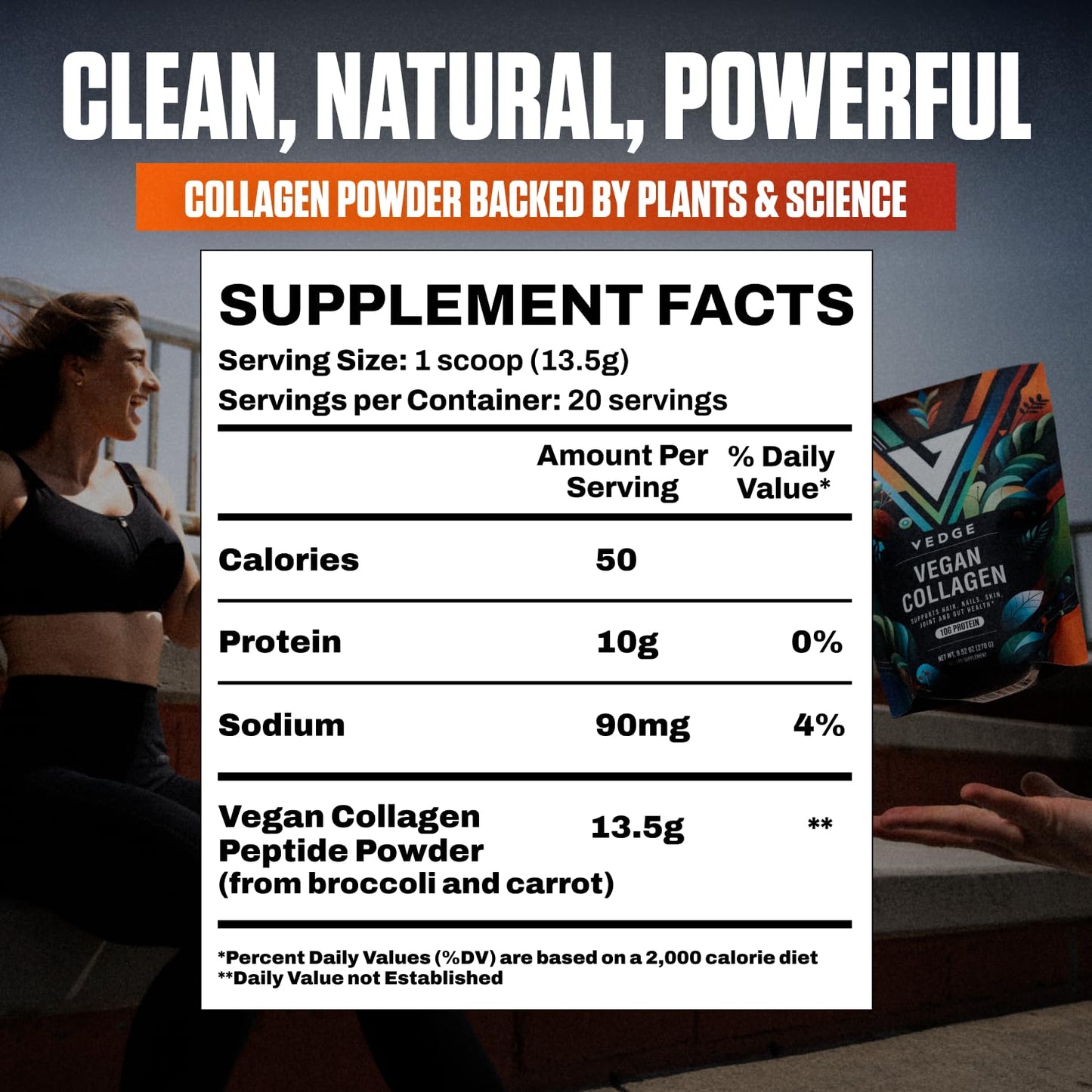 VEDGE Vegan Collagen Powder – Plant-Based Peptides for Hair, Skin & Nails
